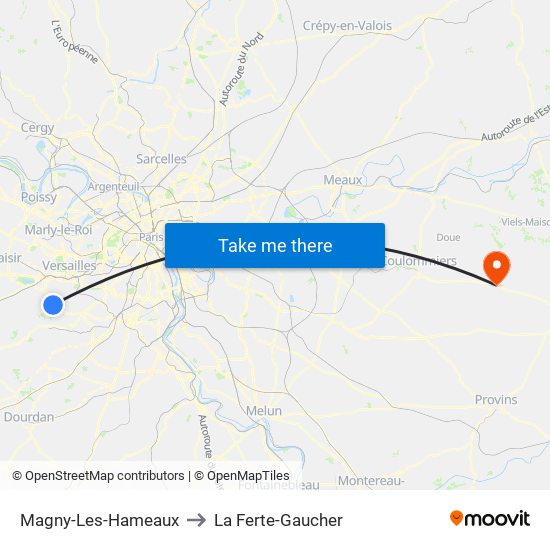 Magny-Les-Hameaux to La Ferte-Gaucher map