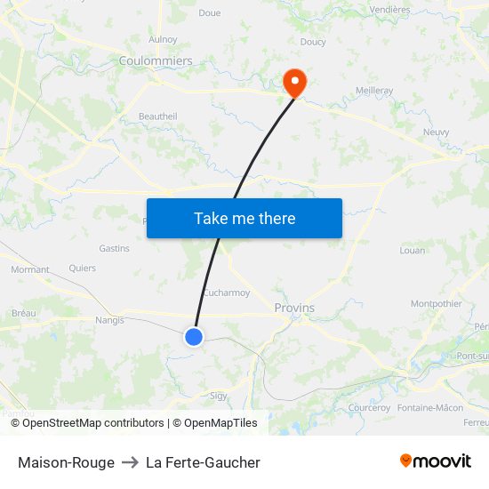 Maison-Rouge to La Ferte-Gaucher map