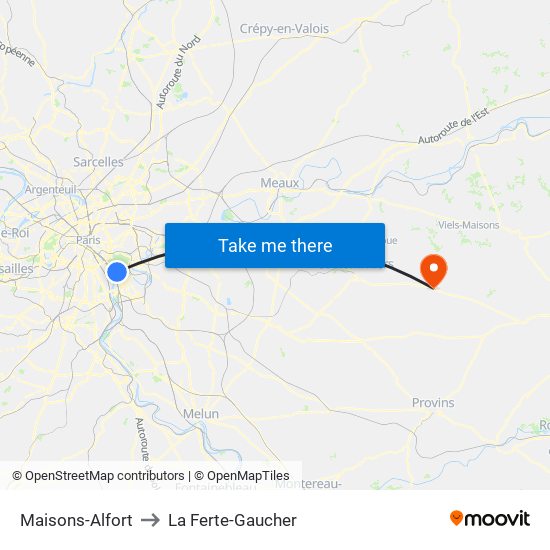 Maisons-Alfort to La Ferte-Gaucher map