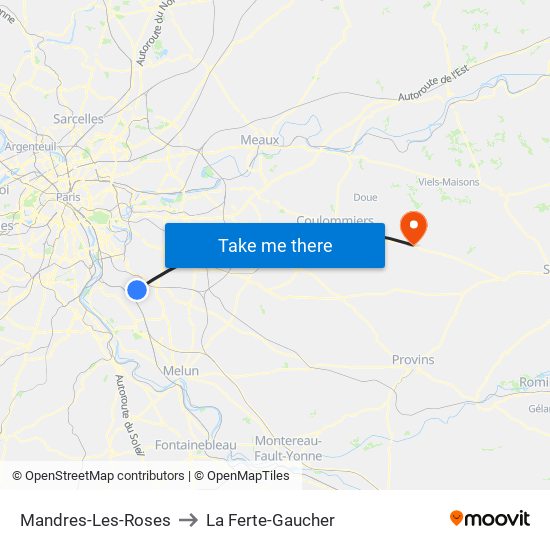 Mandres-Les-Roses to La Ferte-Gaucher map