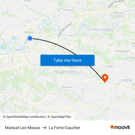 Mareuil-Les-Meaux to La Ferte-Gaucher map