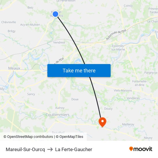 Mareuil-Sur-Ourcq to La Ferte-Gaucher map