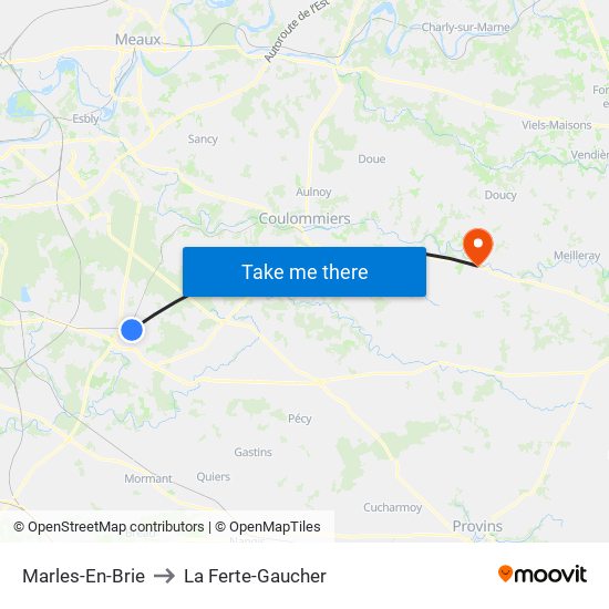Marles-En-Brie to La Ferte-Gaucher map