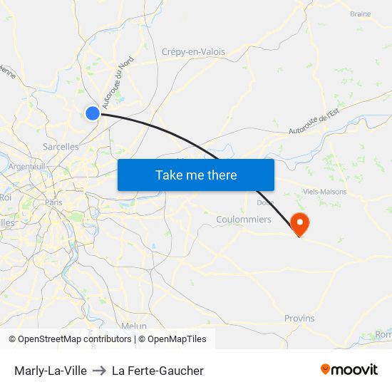 Marly-La-Ville to La Ferte-Gaucher map