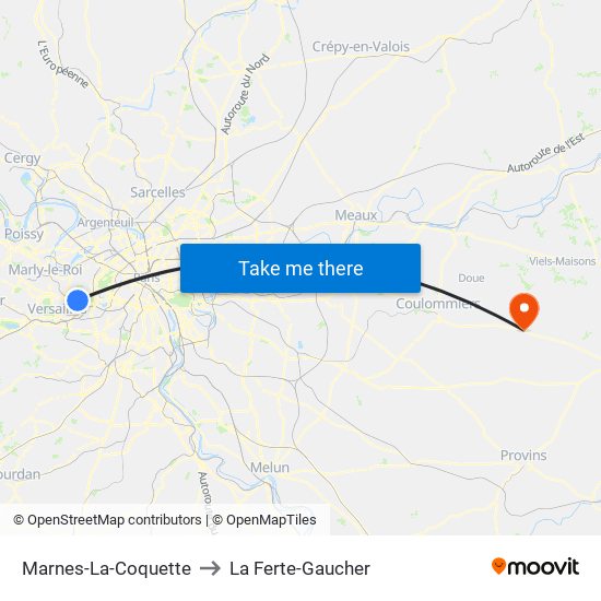 Marnes-La-Coquette to La Ferte-Gaucher map