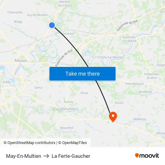 May-En-Multien to La Ferte-Gaucher map