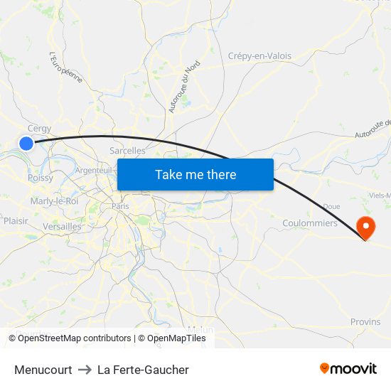 Menucourt to La Ferte-Gaucher map