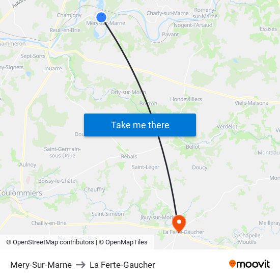 Mery-Sur-Marne to La Ferte-Gaucher map