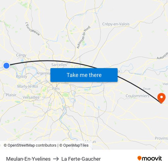 Meulan-En-Yvelines to La Ferte-Gaucher map