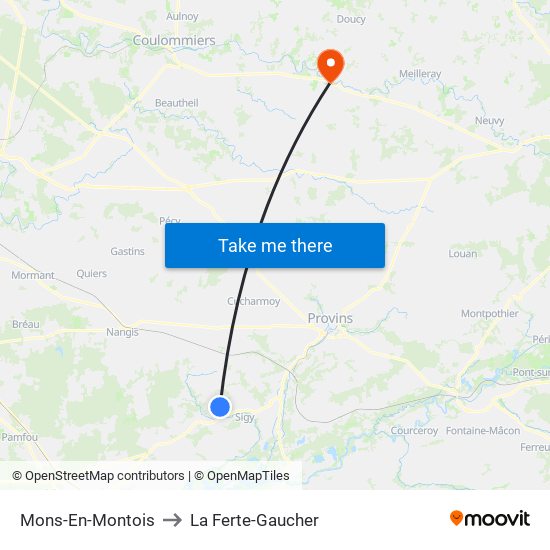 Mons-En-Montois to La Ferte-Gaucher map