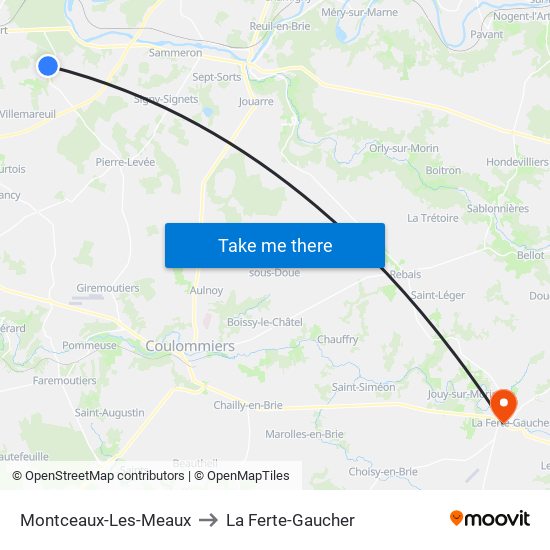 Montceaux-Les-Meaux to La Ferte-Gaucher map