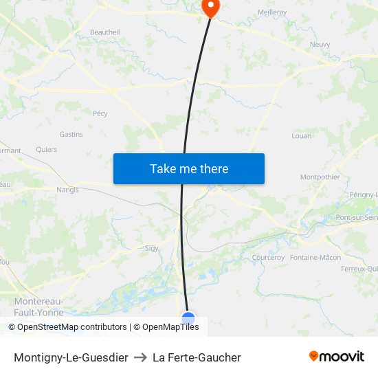 Montigny-Le-Guesdier to La Ferte-Gaucher map