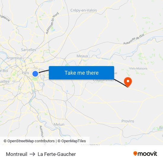 Montreuil to La Ferte-Gaucher map