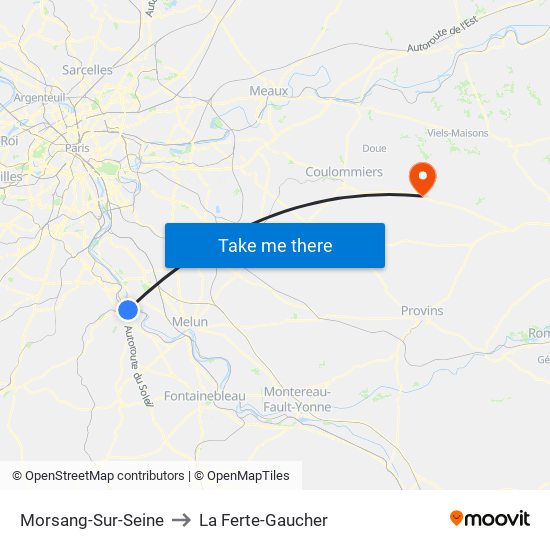 Morsang-Sur-Seine to La Ferte-Gaucher map