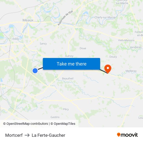 Mortcerf to La Ferte-Gaucher map