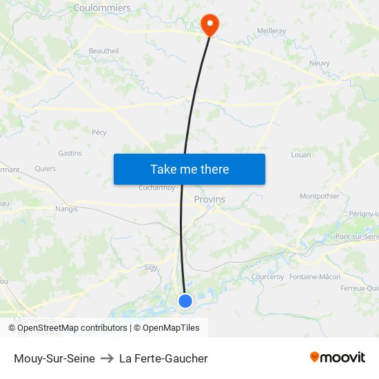 Mouy-Sur-Seine to La Ferte-Gaucher map