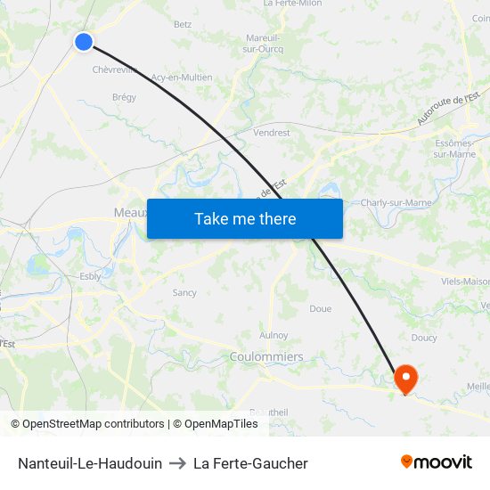 Nanteuil-Le-Haudouin to La Ferte-Gaucher map