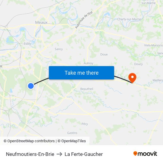 Neufmoutiers-En-Brie to La Ferte-Gaucher map
