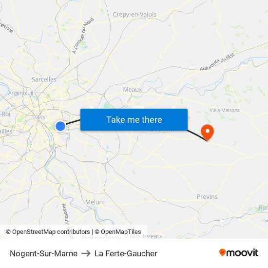 Nogent-Sur-Marne to La Ferte-Gaucher map