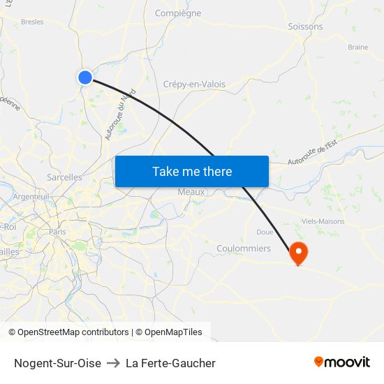 Nogent-Sur-Oise to La Ferte-Gaucher map