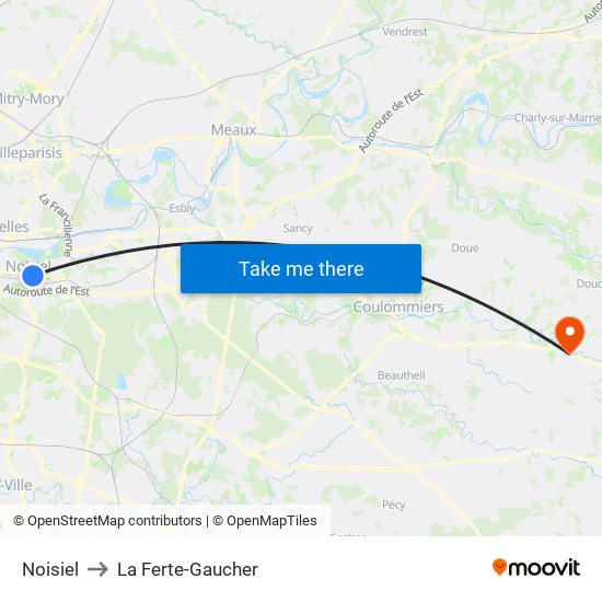 Noisiel to La Ferte-Gaucher map