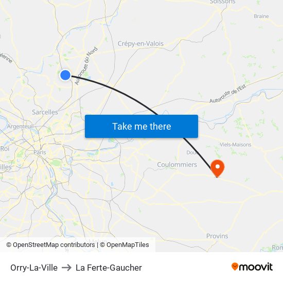 Orry-La-Ville to La Ferte-Gaucher map