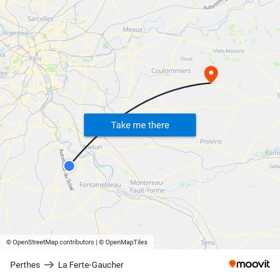 Perthes to La Ferte-Gaucher map