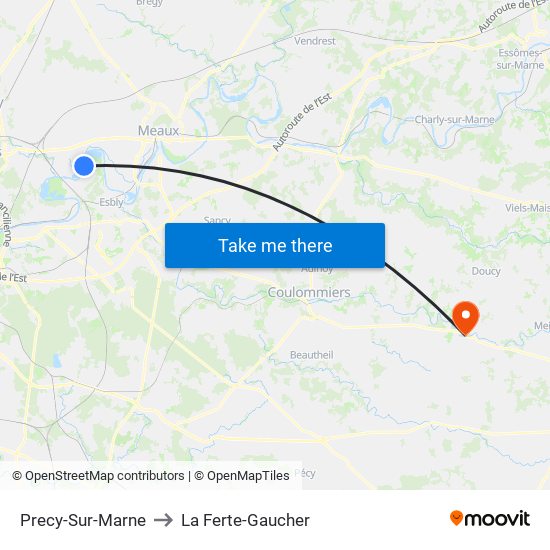 Precy-Sur-Marne to La Ferte-Gaucher map