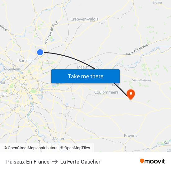 Puiseux-En-France to La Ferte-Gaucher map