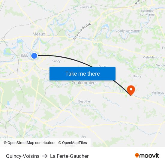Quincy-Voisins to La Ferte-Gaucher map