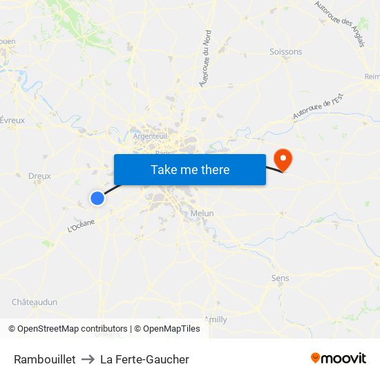 Rambouillet to La Ferte-Gaucher map