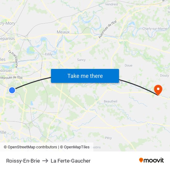 Roissy-En-Brie to La Ferte-Gaucher map
