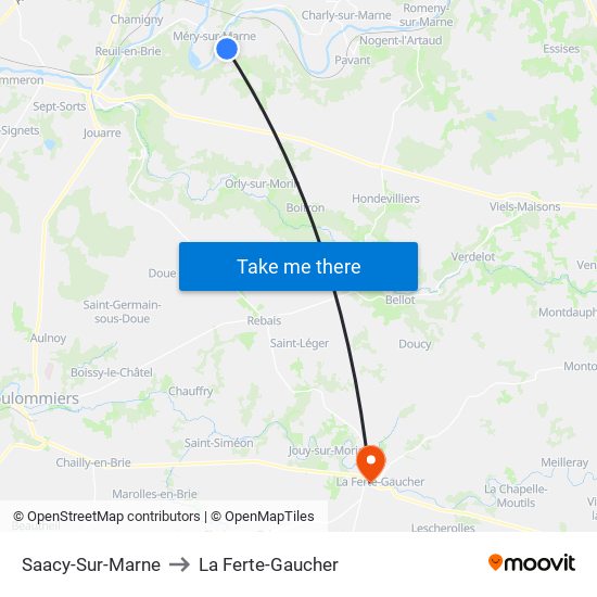 Saacy-Sur-Marne to La Ferte-Gaucher map