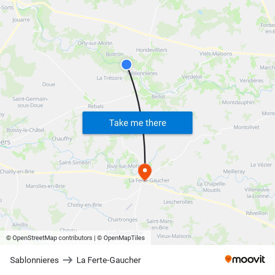 Sablonnieres to La Ferte-Gaucher map