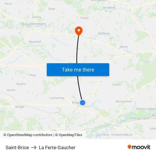 Saint-Brice to La Ferte-Gaucher map