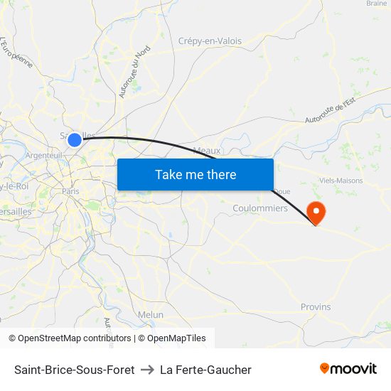 Saint-Brice-Sous-Foret to La Ferte-Gaucher map