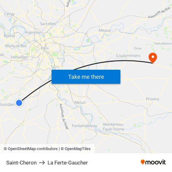 Saint-Cheron to La Ferte-Gaucher map