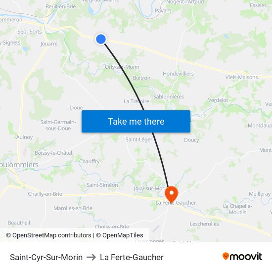 Saint-Cyr-Sur-Morin to La Ferte-Gaucher map