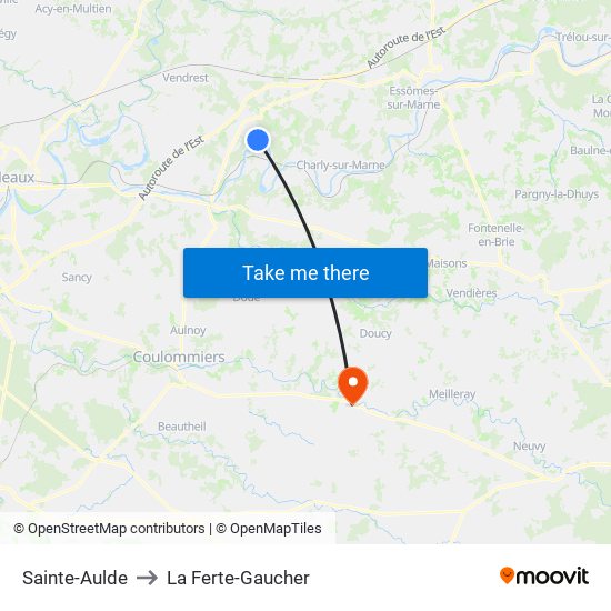 Sainte-Aulde to La Ferte-Gaucher map