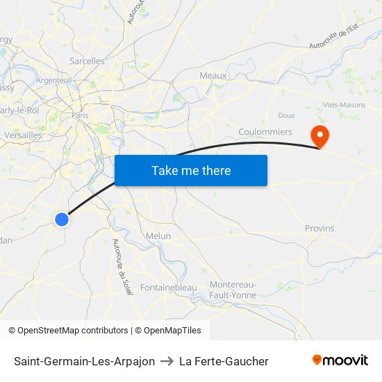 Saint-Germain-Les-Arpajon to La Ferte-Gaucher map