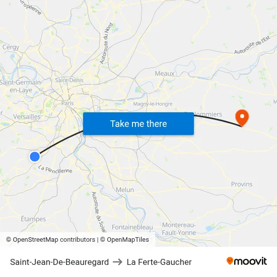 Saint-Jean-De-Beauregard to La Ferte-Gaucher map