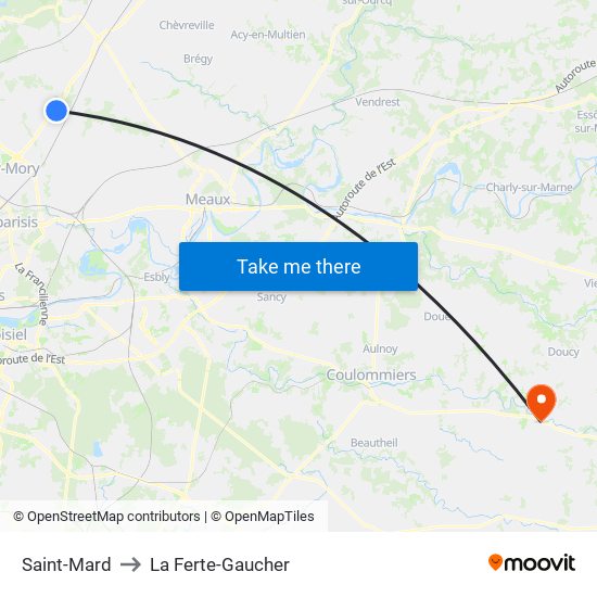 Saint-Mard to La Ferte-Gaucher map