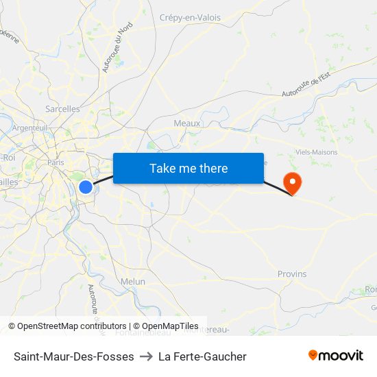 Saint-Maur-Des-Fosses to La Ferte-Gaucher map