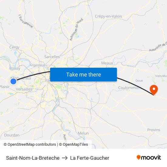Saint-Nom-La-Breteche to La Ferte-Gaucher map