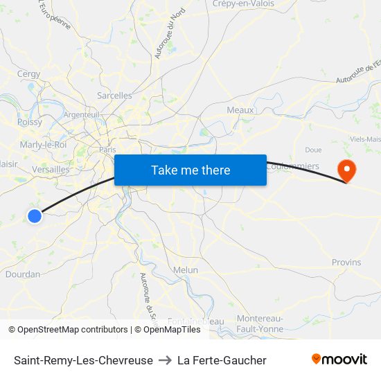 Saint-Remy-Les-Chevreuse to La Ferte-Gaucher map