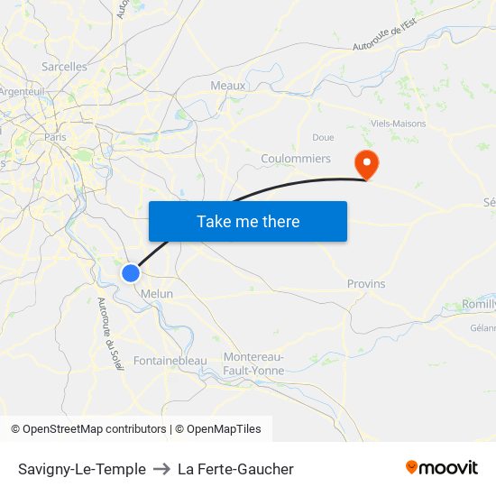 Savigny-Le-Temple to La Ferte-Gaucher map