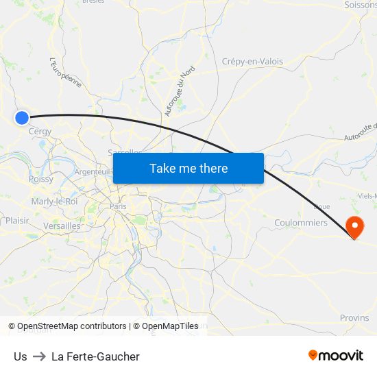 Us to La Ferte-Gaucher map