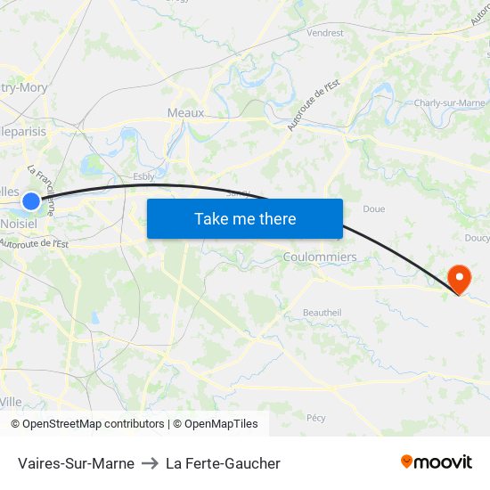 Vaires-Sur-Marne to La Ferte-Gaucher map