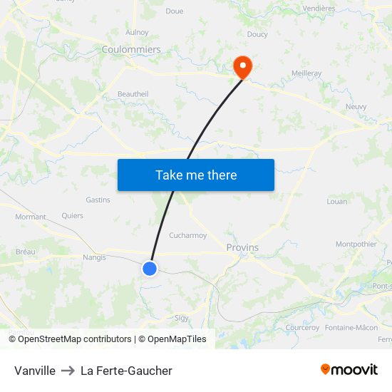 Vanville to La Ferte-Gaucher map