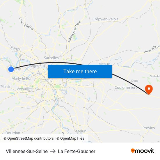 Villennes-Sur-Seine to La Ferte-Gaucher map